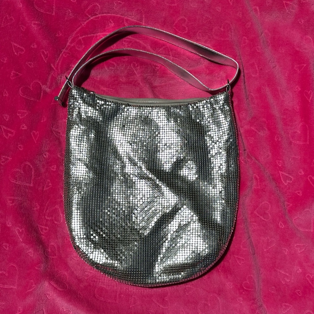 Rhinestone purse with silver straps